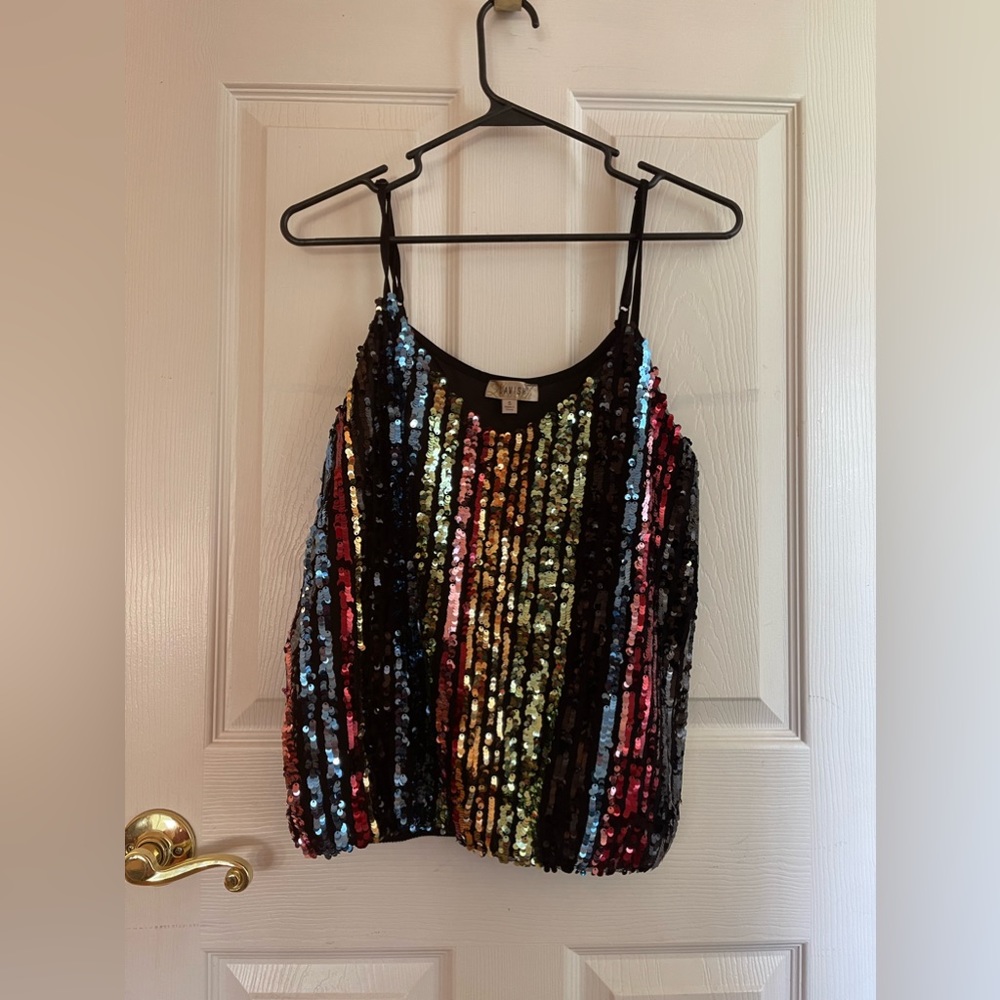 Multicolored sequin tank top